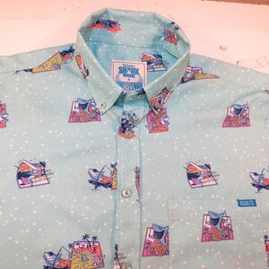 RSVLTS x SHARK WEEK DISCOVERY RETRO BUTTON UP SHIRT Mens M